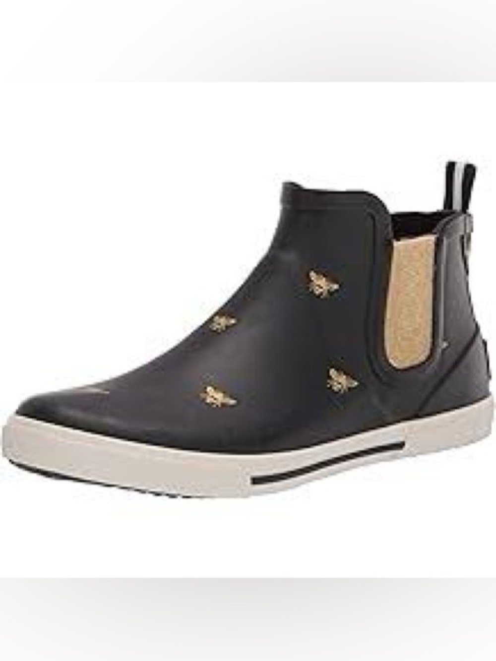 Joules Rainwell Bee Print Chelsea Rain Boots Black Gold Women’s US 7 EU 38 - Picture 2 of 16